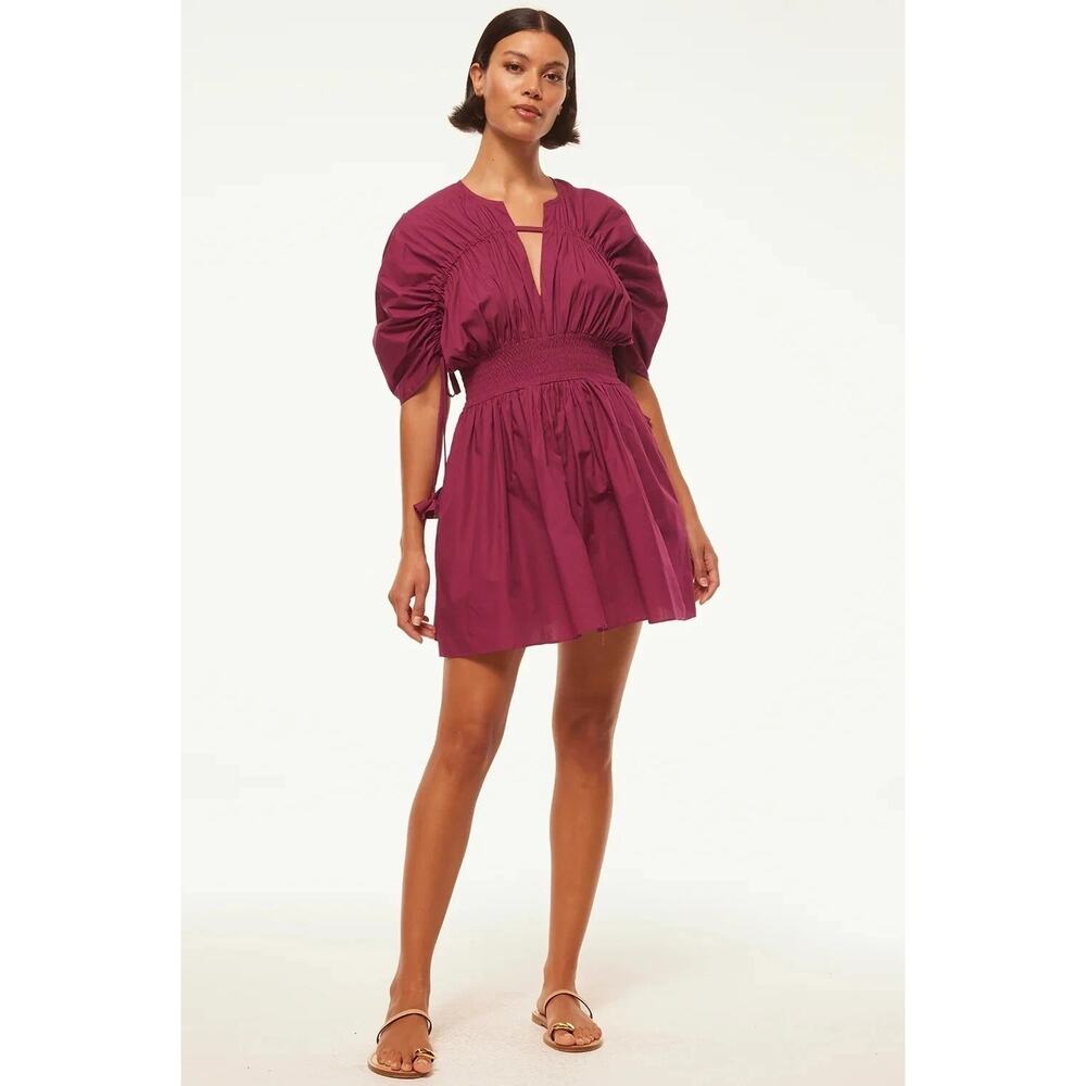 New Misa Los Angeles Camila Cinched Mini Dress Orchid Cotton Poplin Size Medium